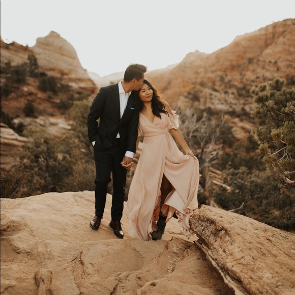 Blush Flowy Dress • Engagement Photo Dress - Picture 6 of 7